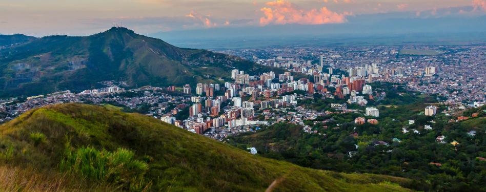 A city nestled among the mountains.