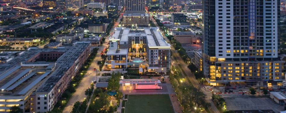 An aerial view of a city