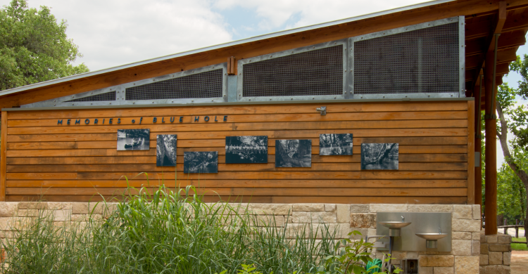 A wood building in an outdoor setting