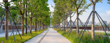 Bai'etan Exhibition Center's long waterfront walkway